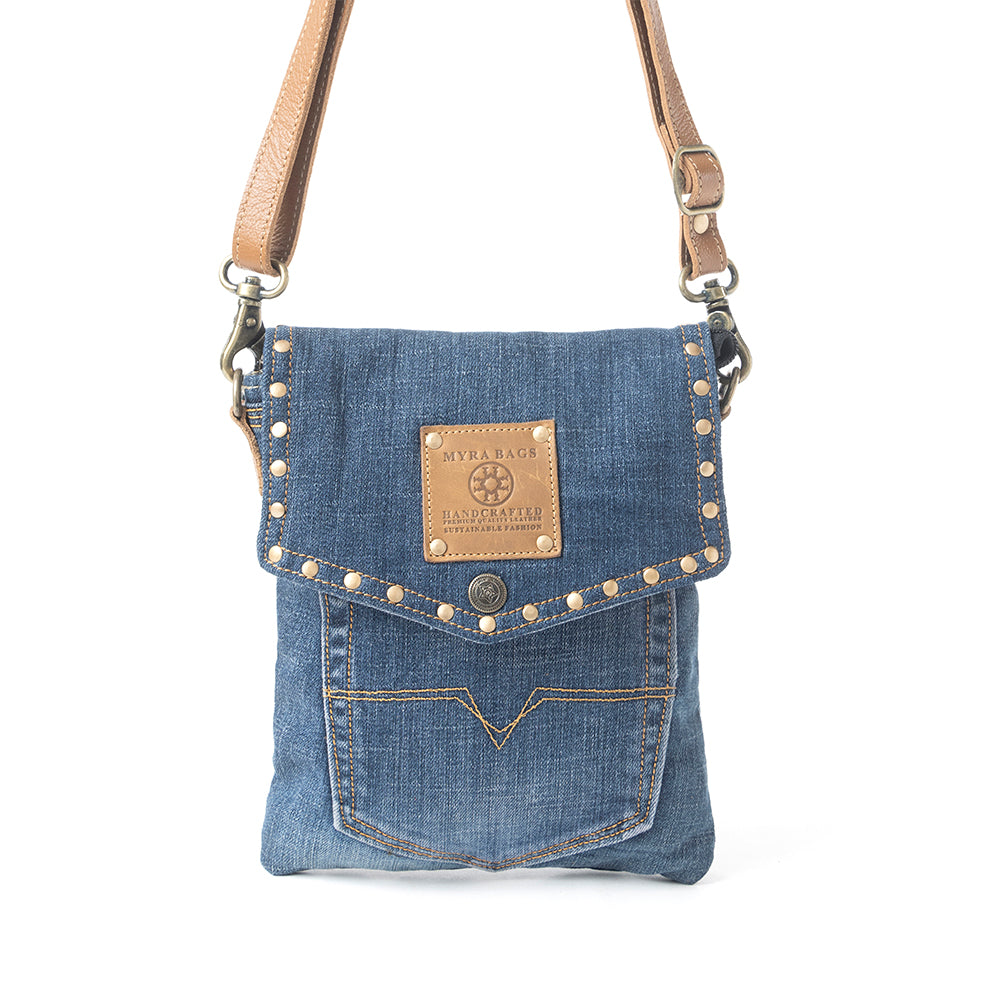 Myra Studded Dahlia Denim Crossbody Bag for Women – Upcycled Jeans