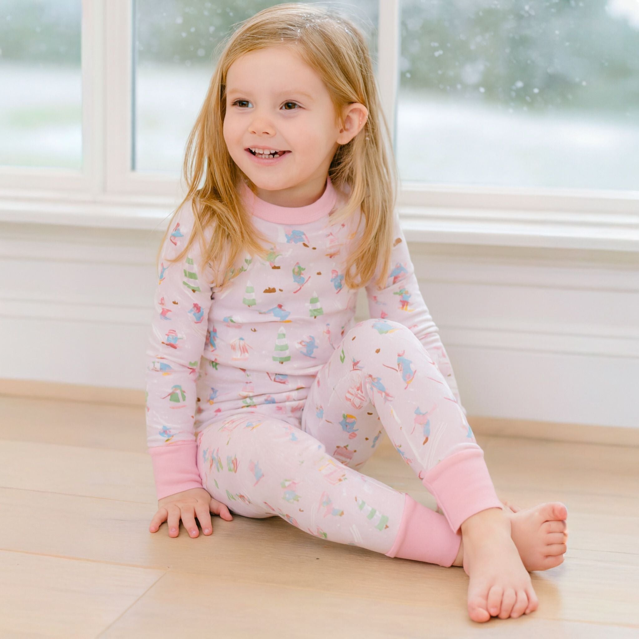 Ski Buddies Long Pajamas - Pink – Magnolia Baby