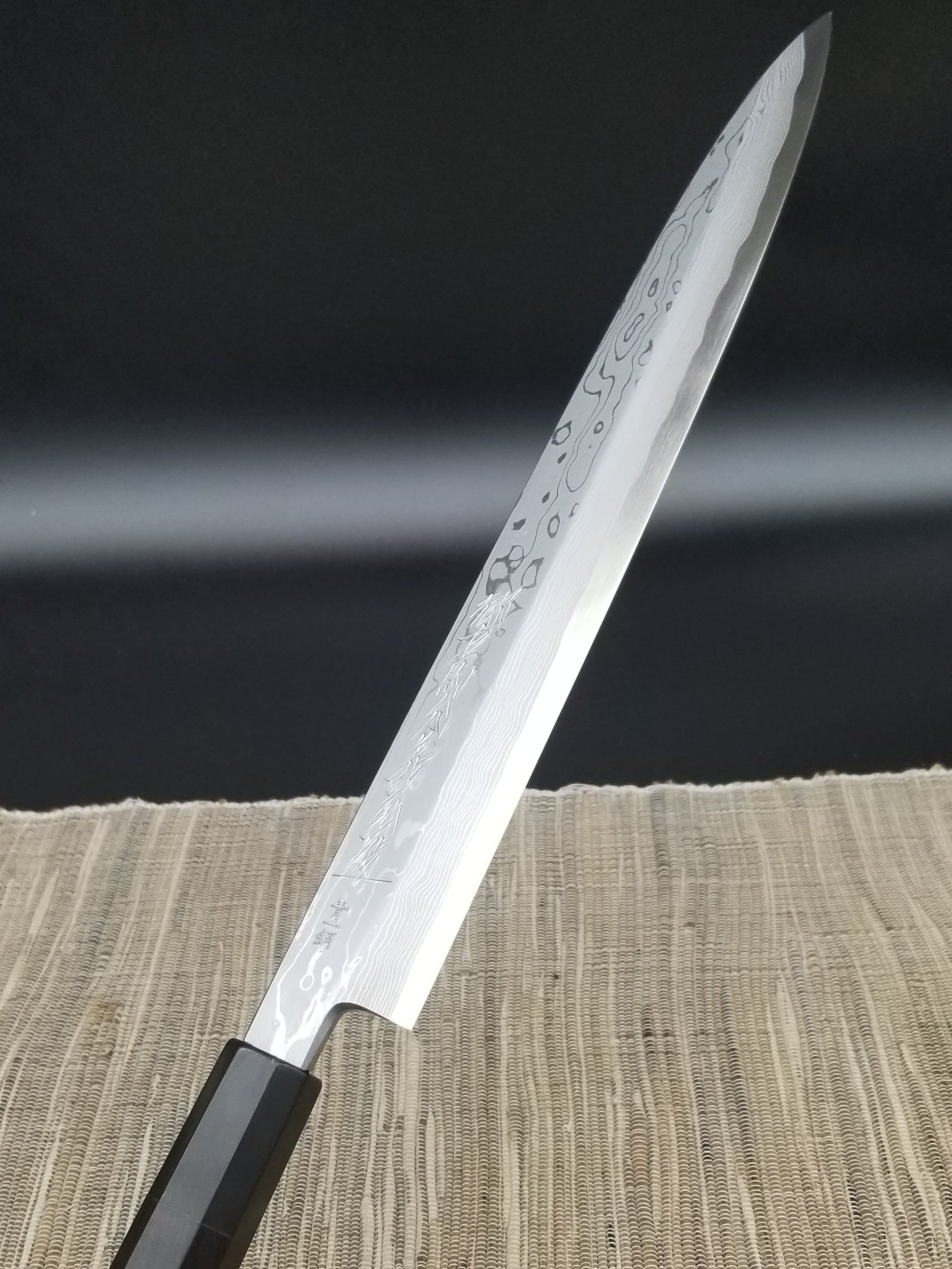 Suminagashi finishing yanagi blade｜郷右馬允義弘 青一墨流し 柳刃