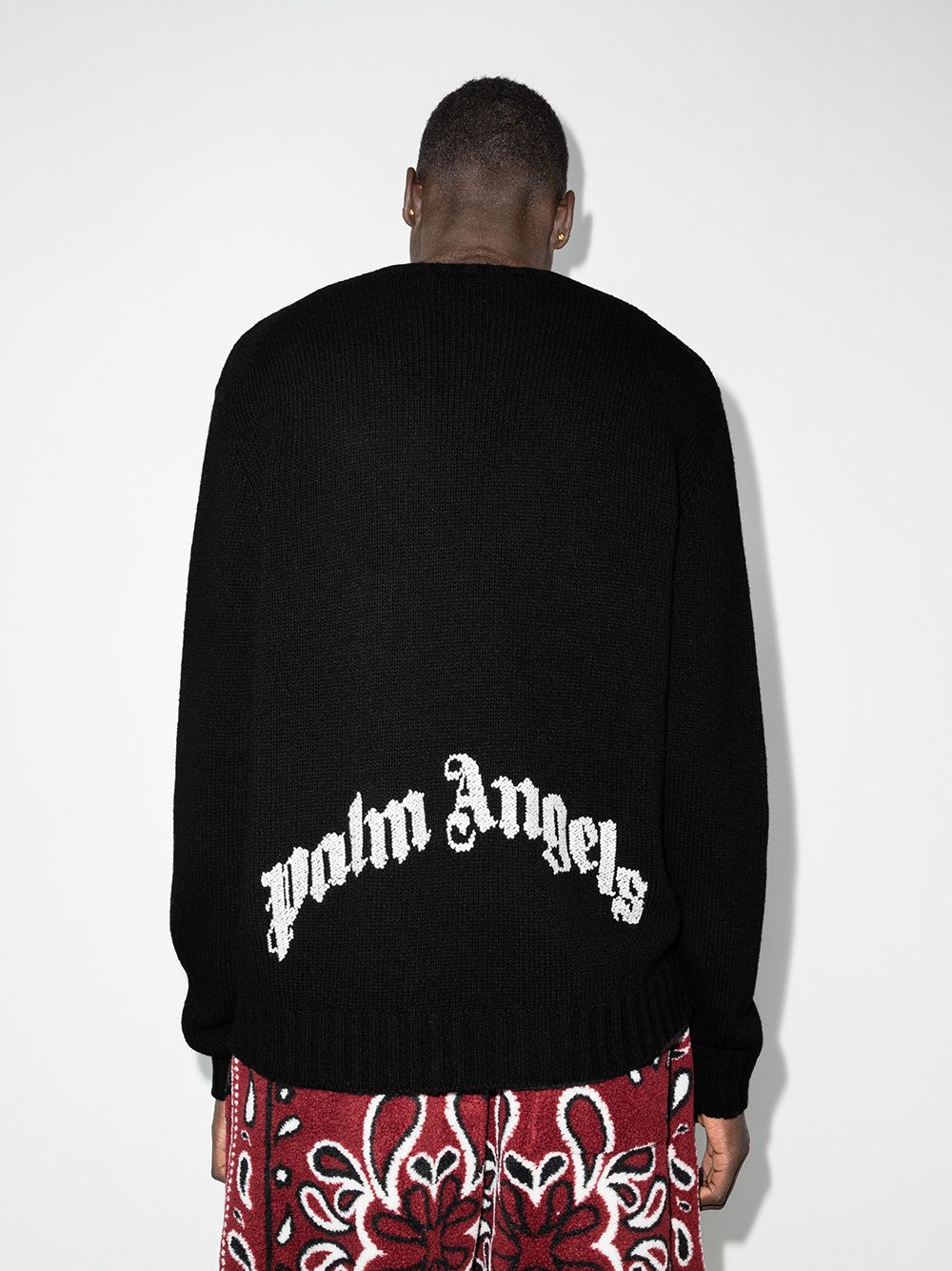 PALM ANGELS Curved Logo Knit Sweatshirt Black – MAISONDEFASHION.COM