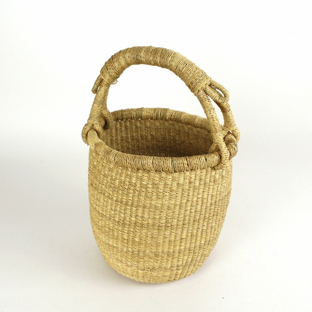 ボルガバスケット ぷっくり縦長かご ワンハンドル 小 ナチュラル