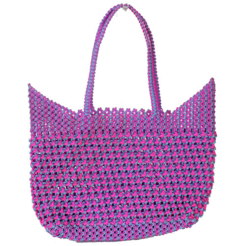 ナイロン編み トート ピンクx水色 | マンゴロベ