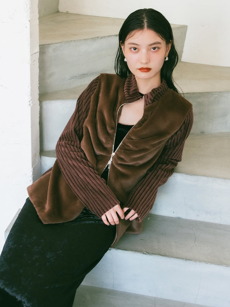 Fur Docking Zip Top｜ファー×コーデュロイトップス – MARTE