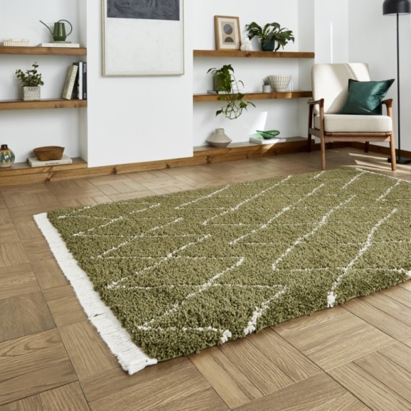 Boho 8280 Modern Shaggy Moroccan Rug Green – Meehan's Carpet