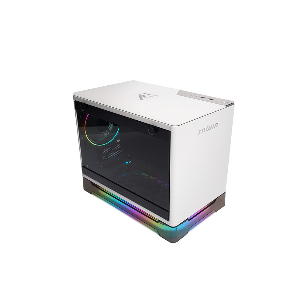 InWin A1 Prime White Mini ITX Chassis, Tempered Glass Side, ARGB