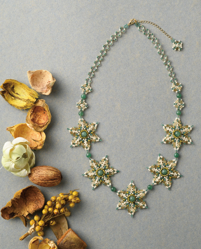 アベンチュリンカラーのモザイクモチーフネックレス | ビーズキット