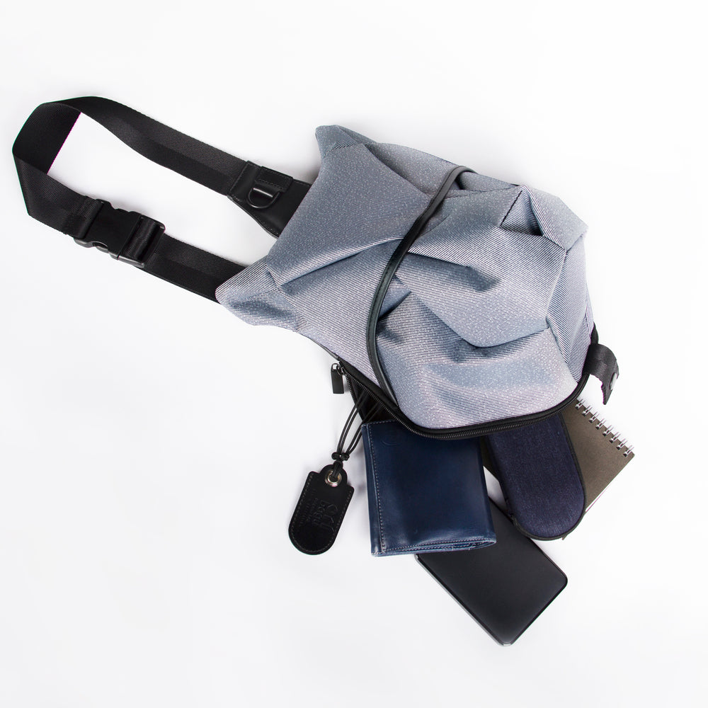 ORIBAGU折り紙バッグ＿薄色デニムオオカミ＿ボディバッグ