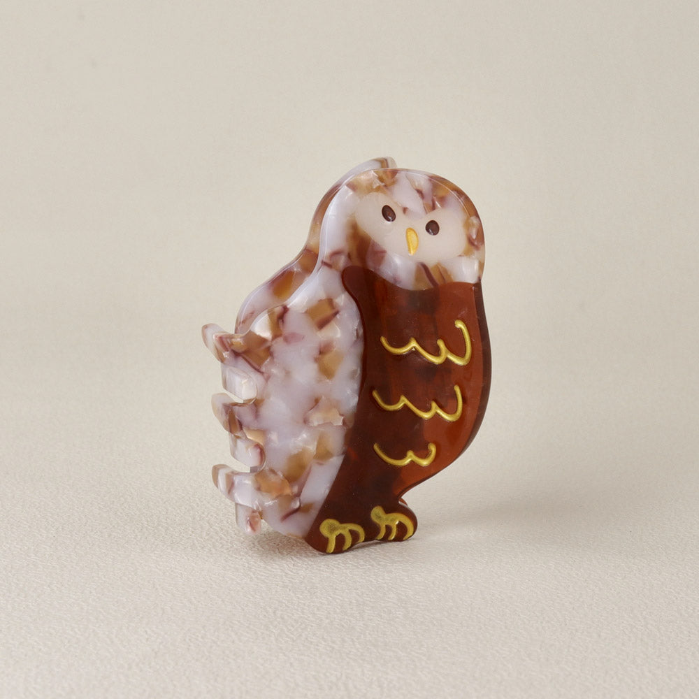 ヘアクリップ フクロウ 梟 鳥 動物 アニマル マーブル バンスクリップ