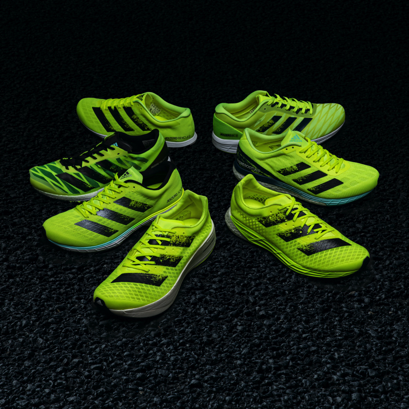 アディダスのランニングシューズ「adizero シリーズ」に新色“ソーラー