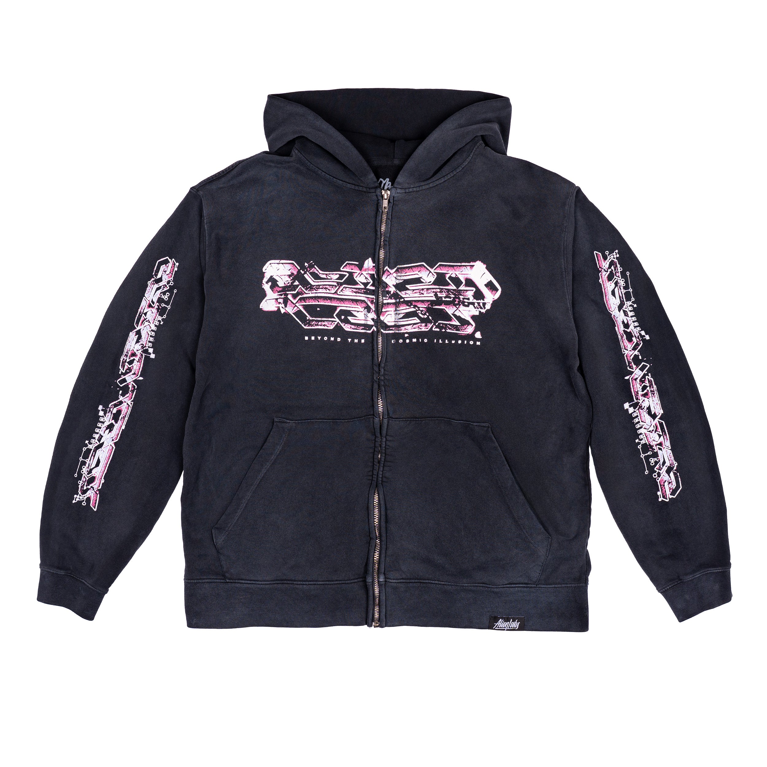 Cosmic Illusion Zip-Up Hoodie (Vintage Black) – AlienLabs