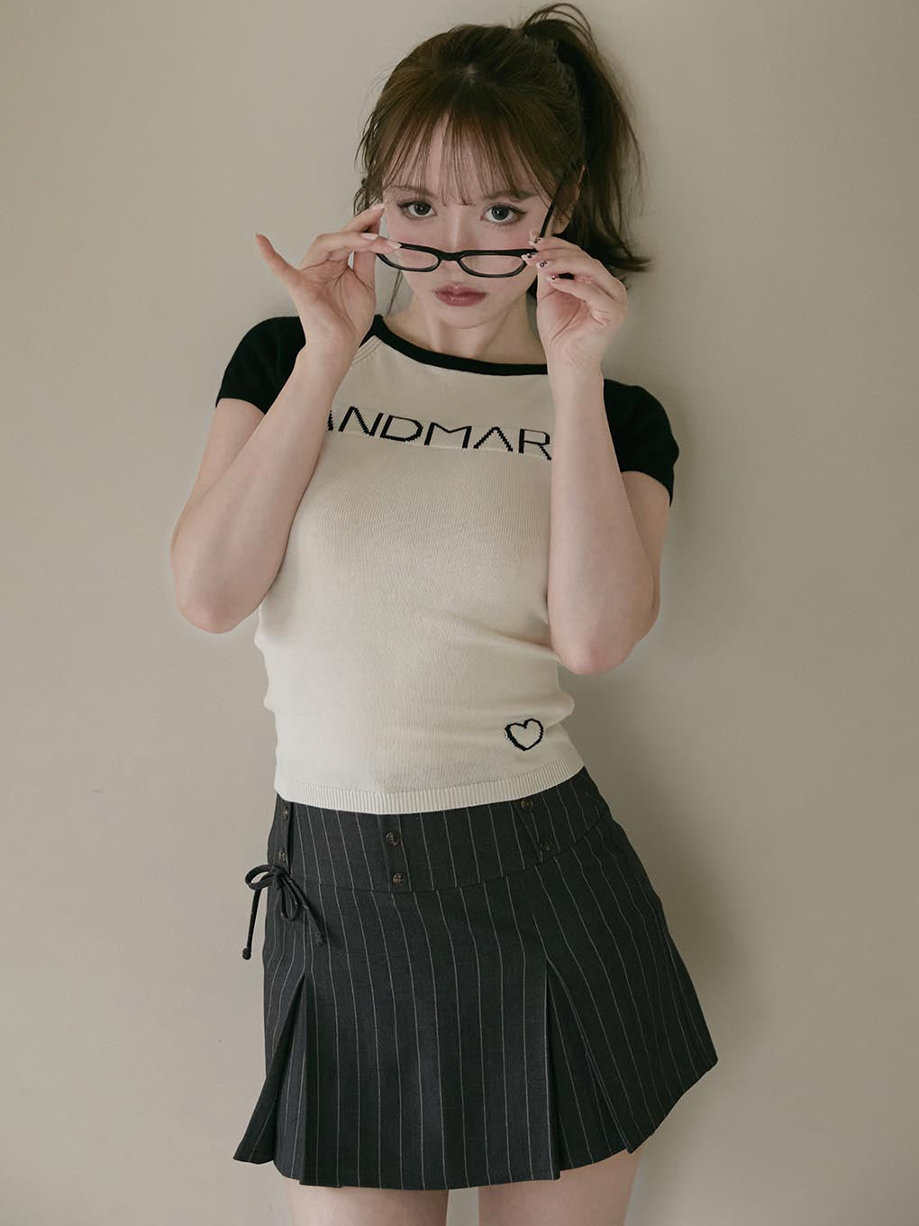 トップス andmary Letter mary logo tops Black ANDMARY】Letter mary