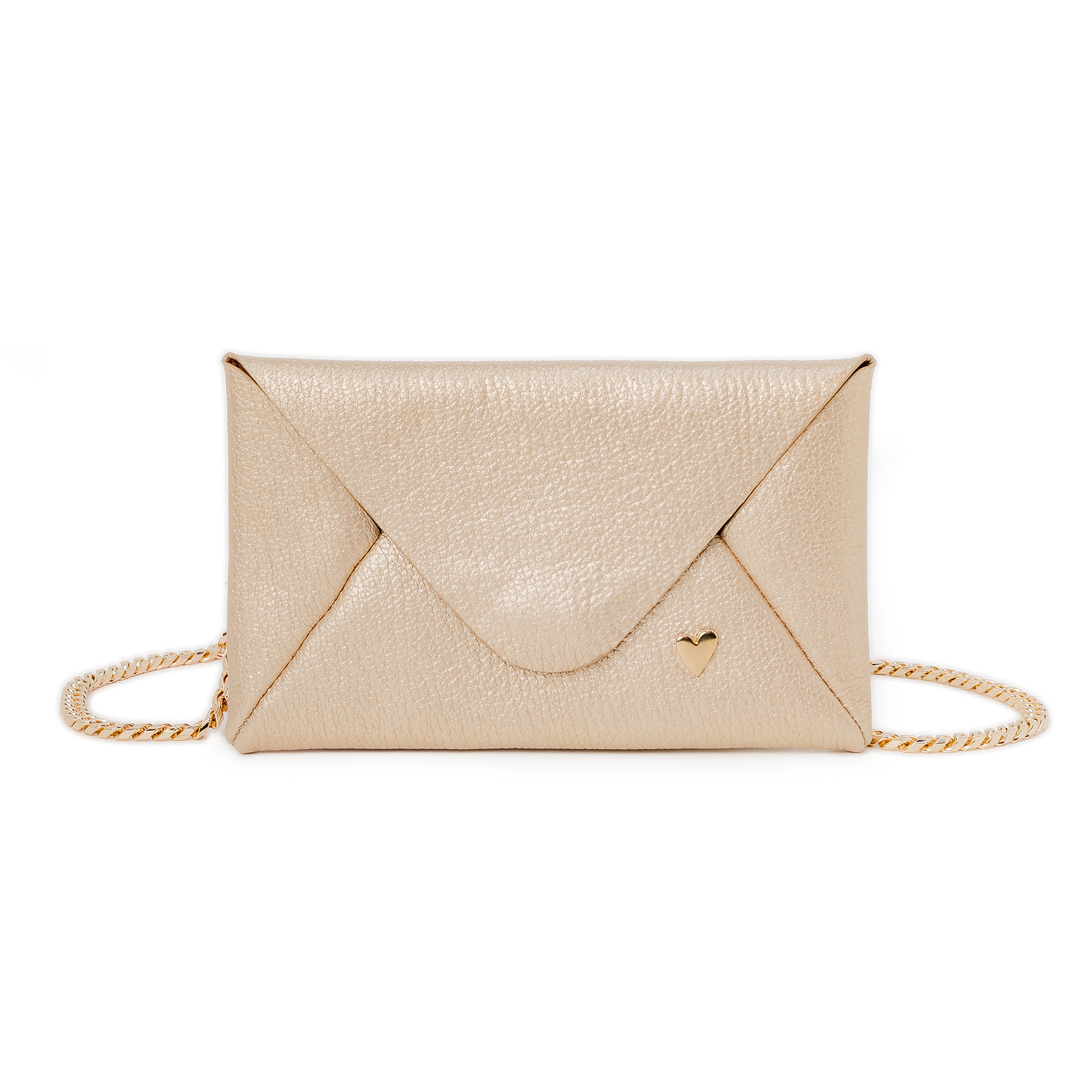 Envelope Chain Wallet - Gold | Genuine Leather