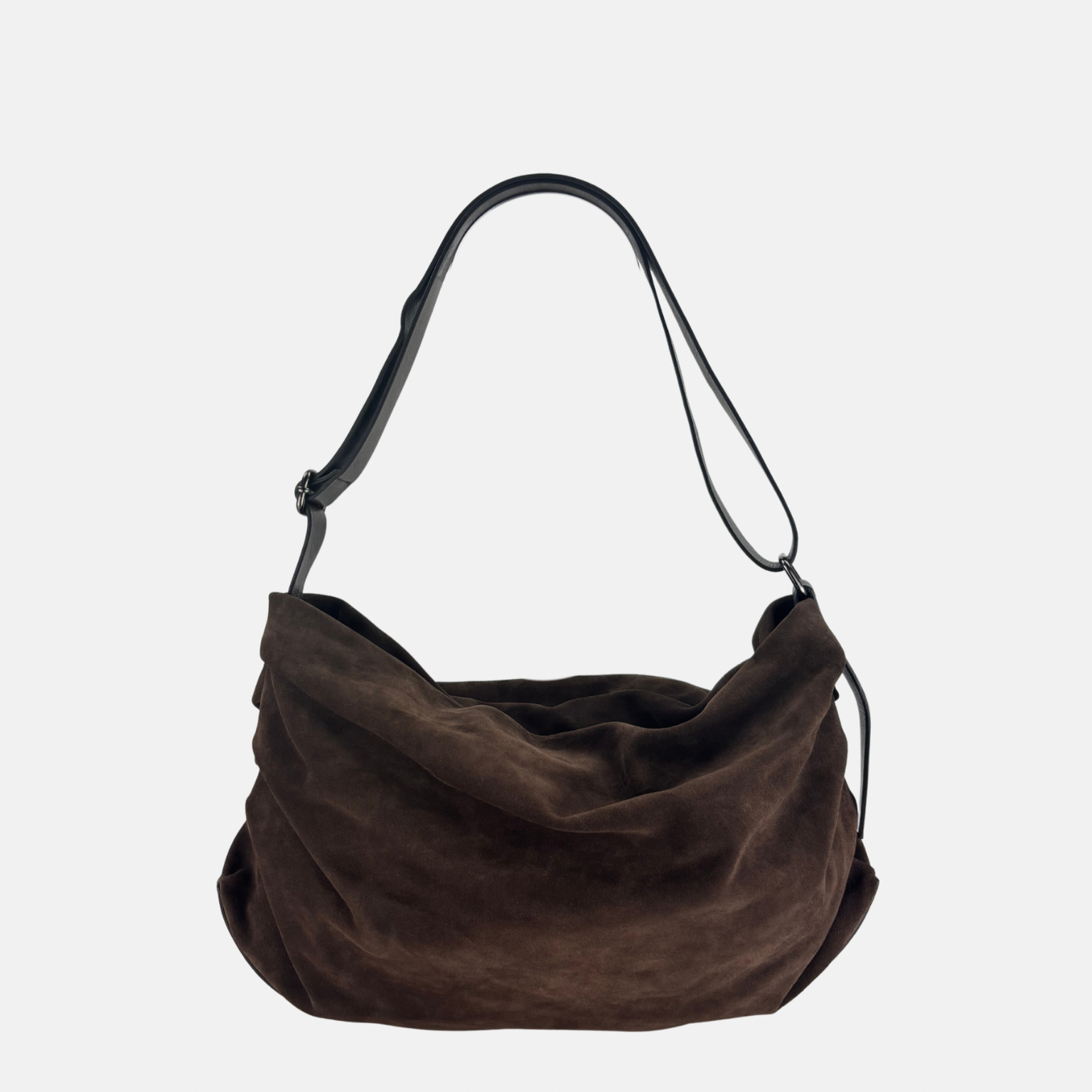NIKA Suede and Lambskin Ruched Hobo Crossbody Bag – Big Bag