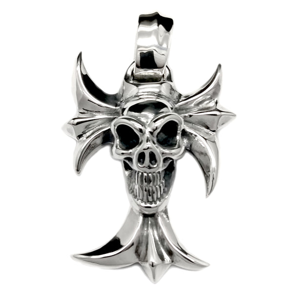Gothic Cross with Good Luck Skull Pendant - Bill Wall Leather Inc.