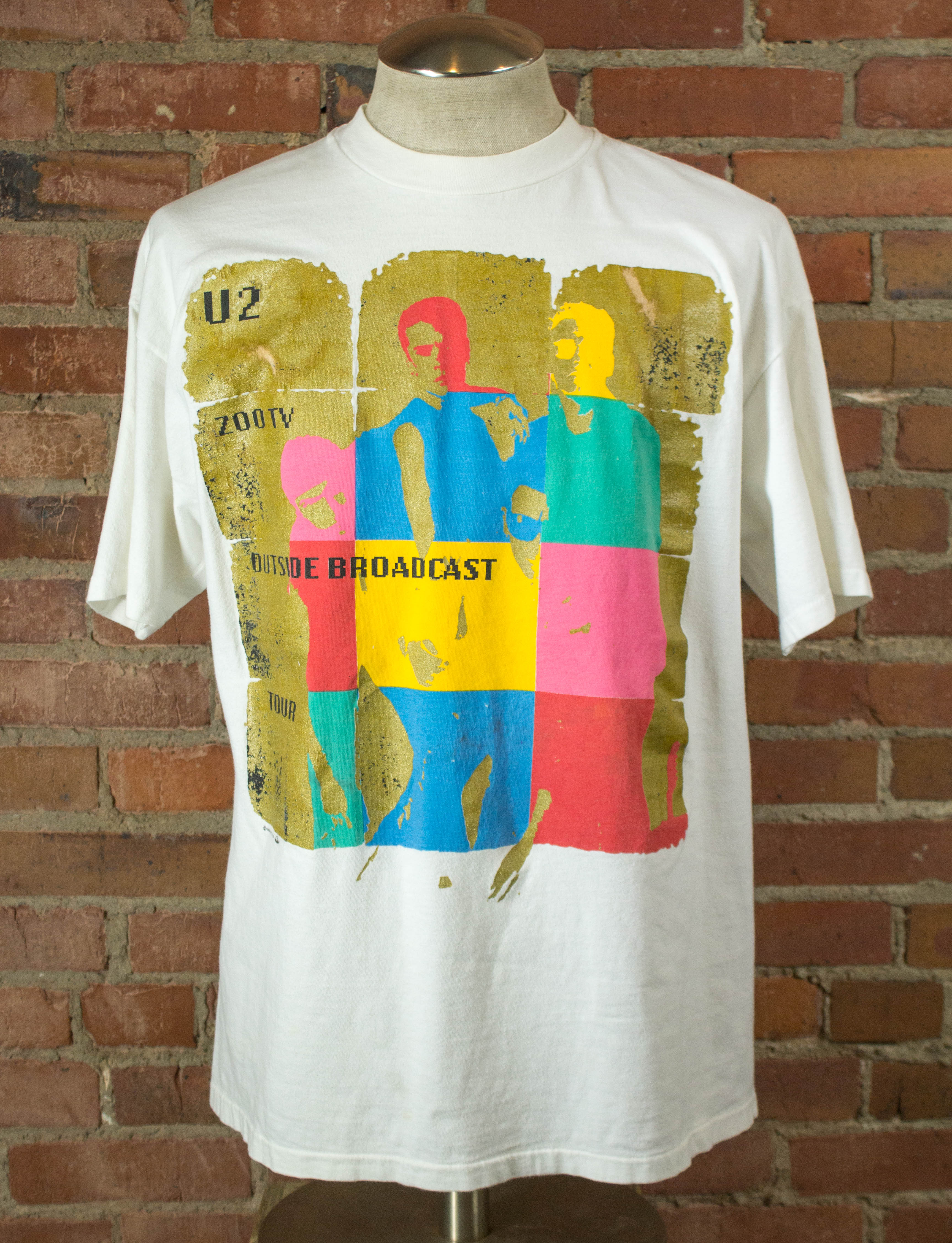 Vintage 1992 U2 Outside Broadcast Zoo TV Tour White Concert T