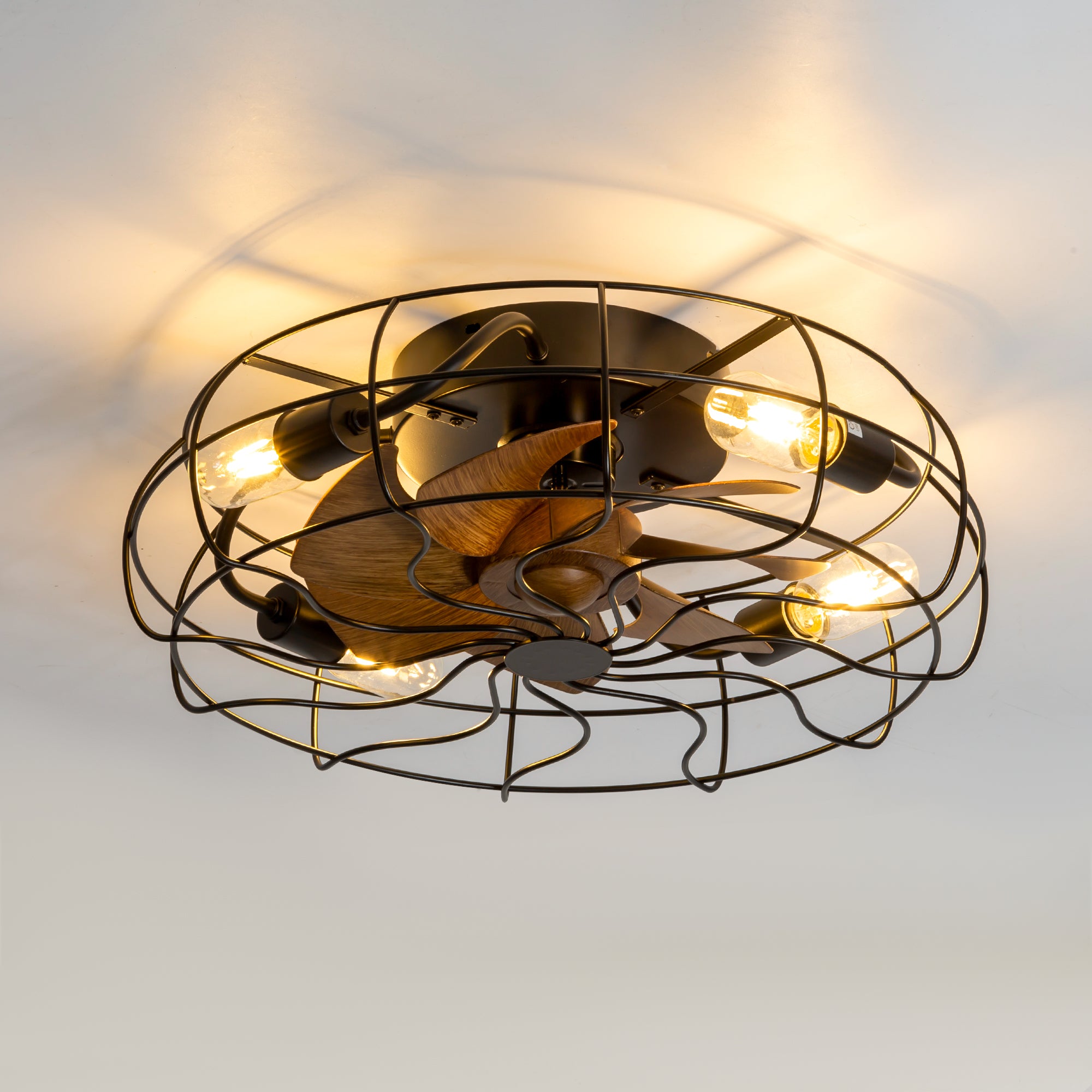 19/23.6-inch Caged Ceiling Fan with Light and Remote, Low Profile