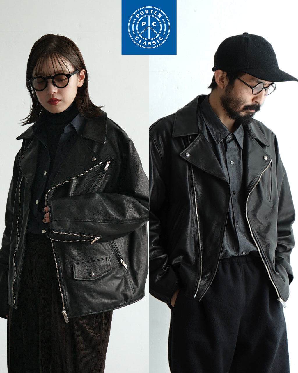 PORTER CLASSIC ピーシー レザー ライダース ジャケット ダブル PC