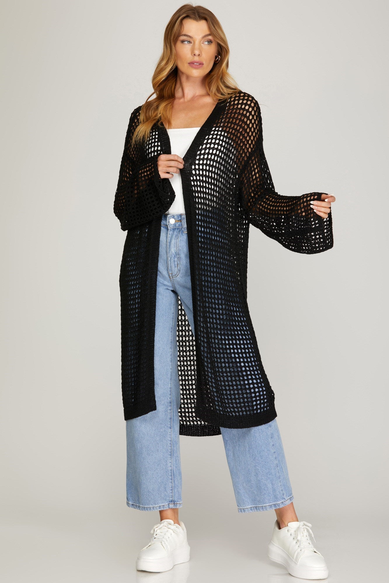 Sheer Sweater Cardigan Black – Darla's Downtown Boutique