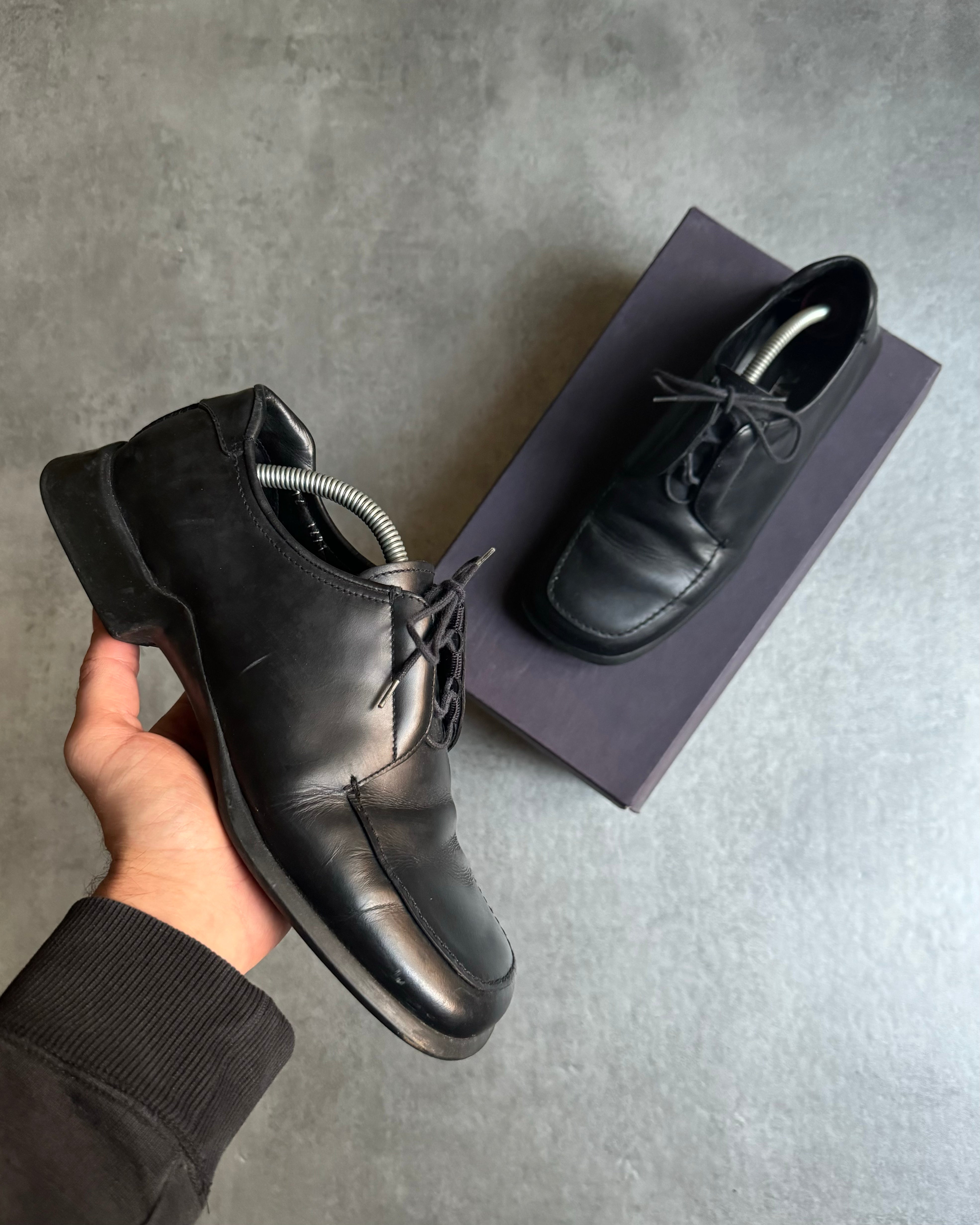 FW1999 Prada Black Leather Derby Square Toe Shoes – Dolce Vita Hub