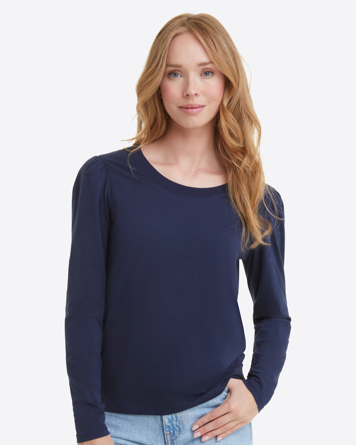 Long-Sleeve Easy Knit Top in Navy – Draper James