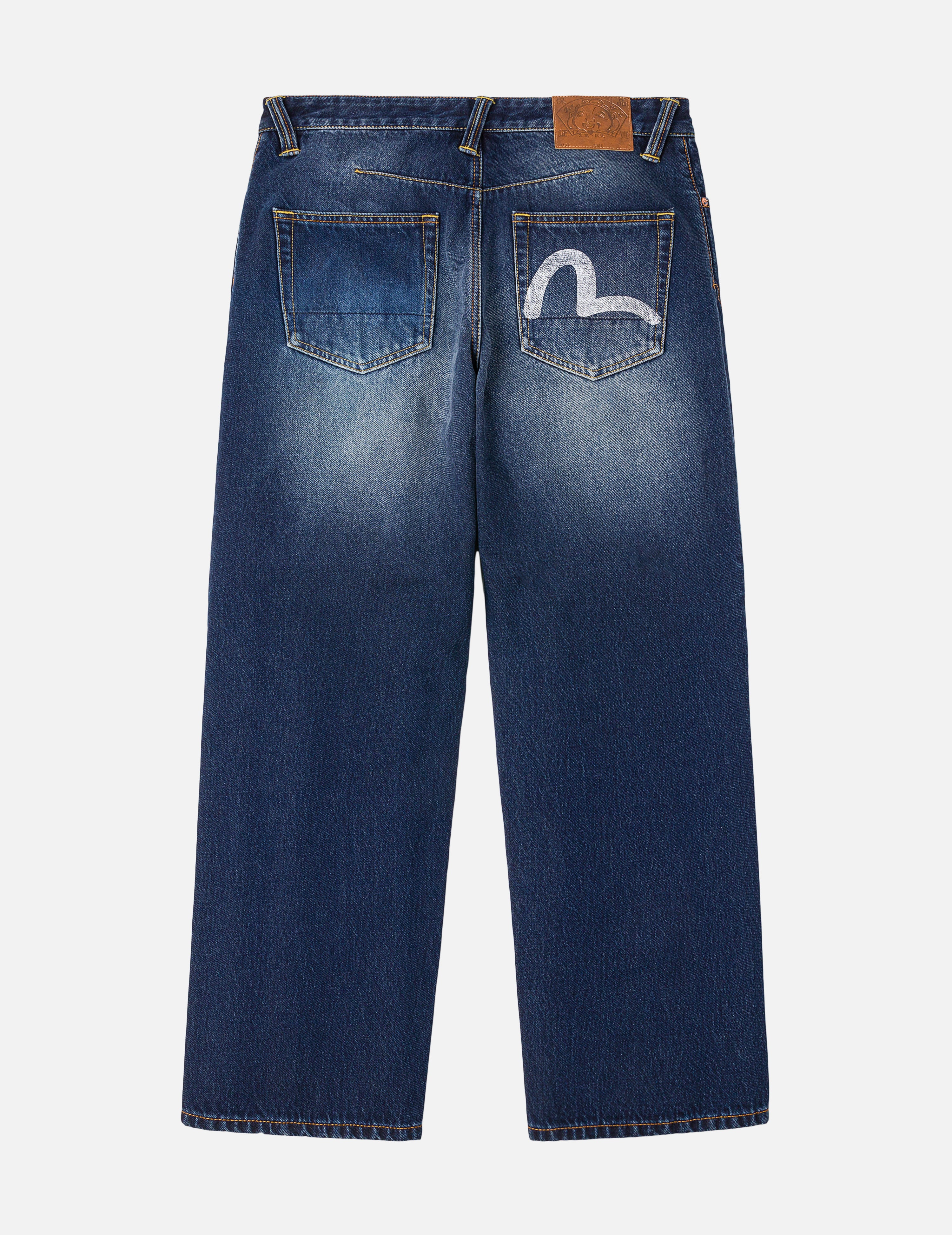 手描きカモメプリント 3Dフィット ジーンズ – EVISU