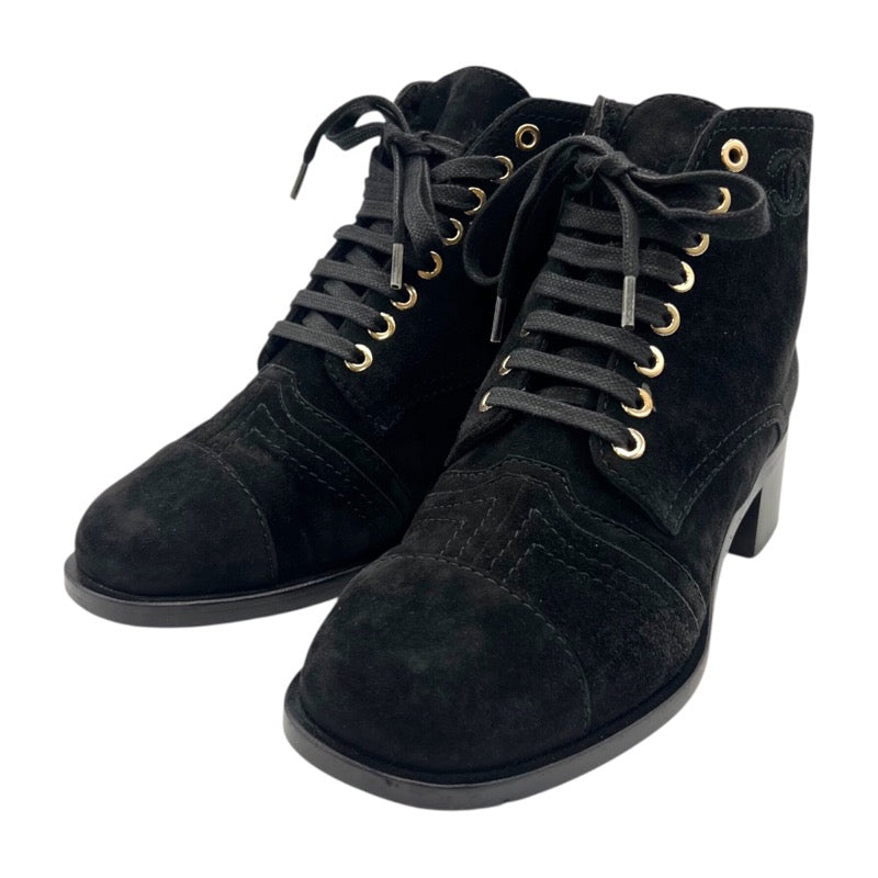 シャネル CHANEL レースアップ ショートブーツ G33855 ブラック