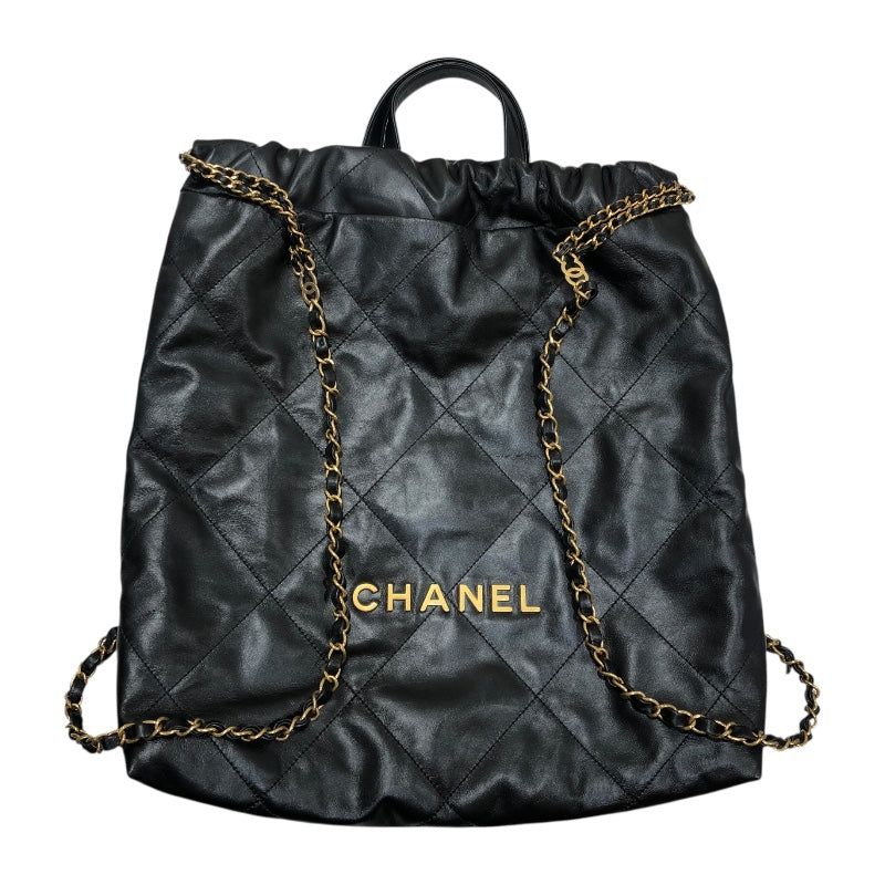 シャネル CHANEL シャネル22バックパック AS3313 ブラック×GD金具