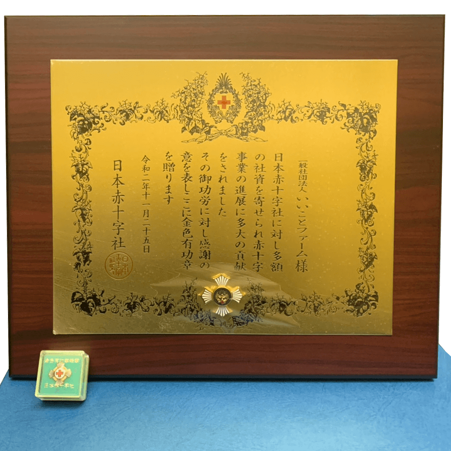 日本赤十字社様より、金色有功章を頂戴いたしました。 | いいこと