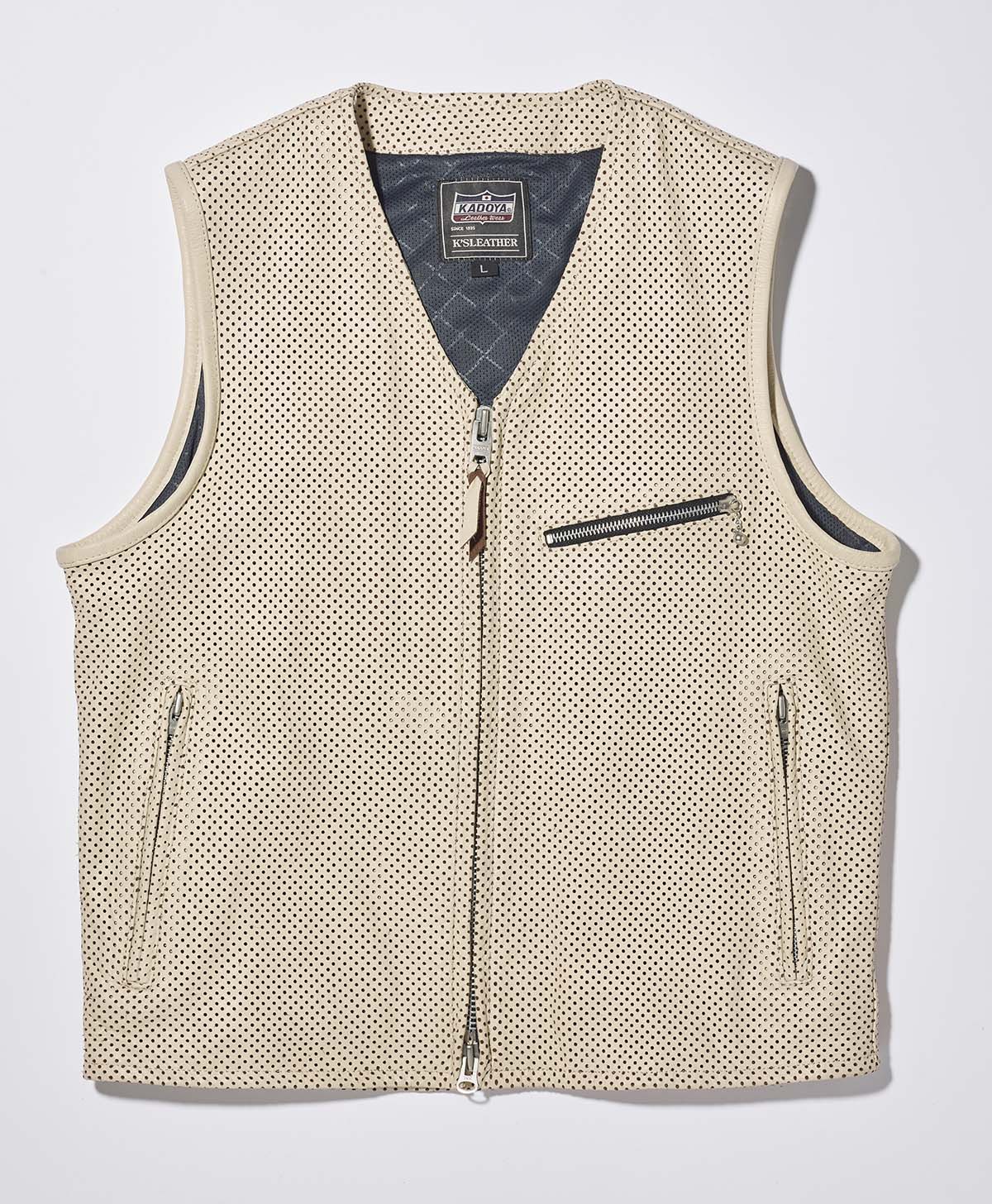 革ベスト パンチング レザーベスト｜カドヤ公式オンラインショップ｜PL