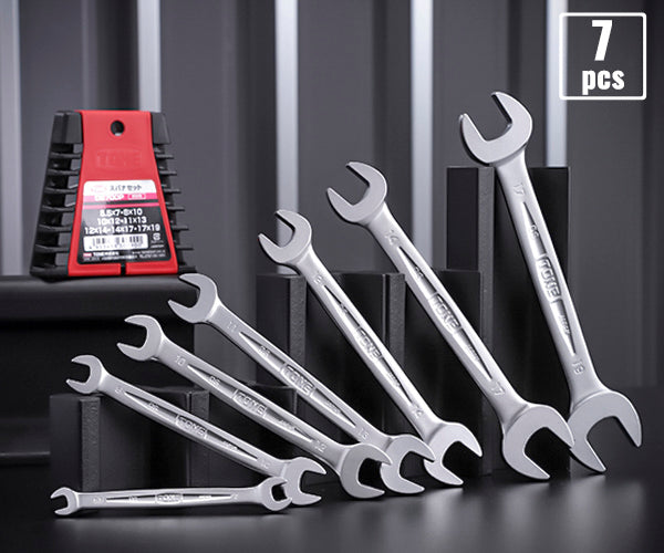 TONE 両口スパナセット 7本組 メッキ処理 540g (DS700P)(4953488307900