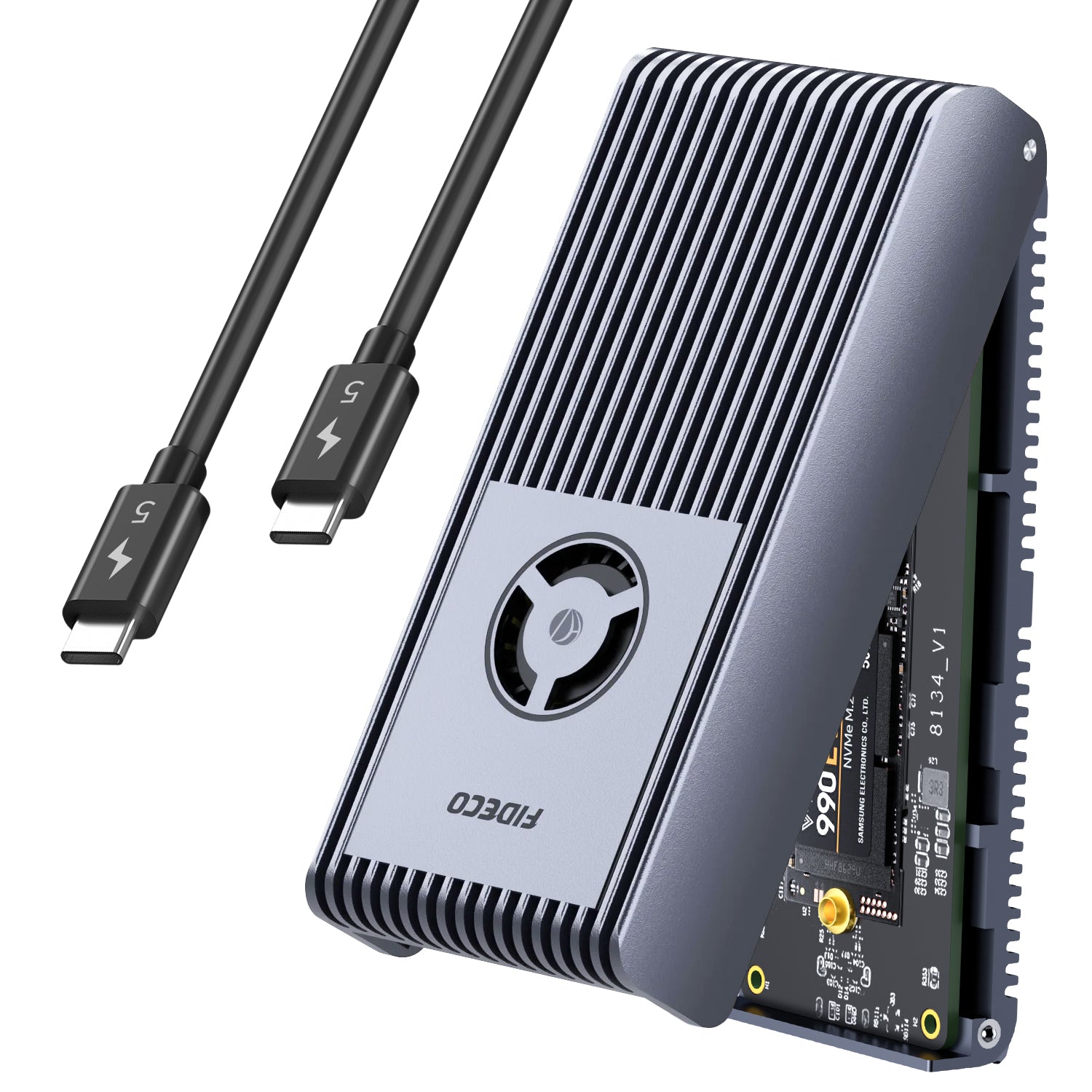 FIDECO 80Gbps M.2 NVMe SSD Enclosure Aluminum Body Compatible with Thu