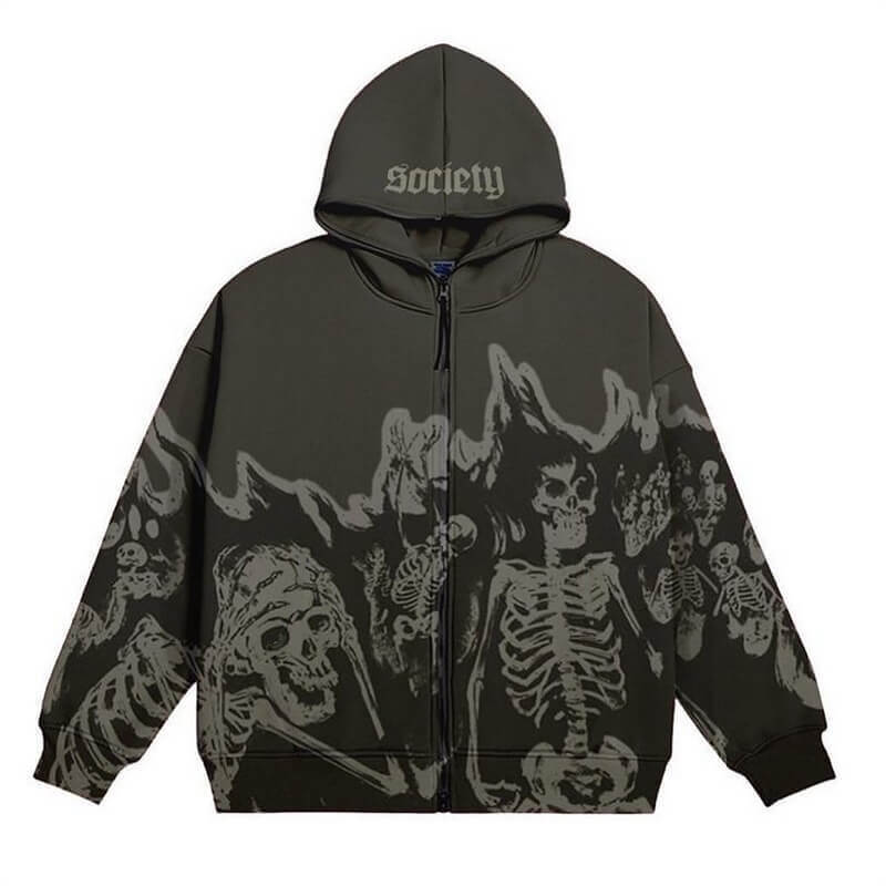 Crazy Skeleton Polyester skull Hoodie Coat – GTHIC