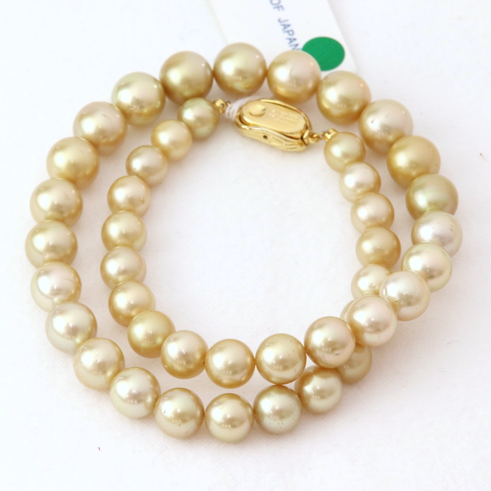 白蝶ゴールデンパールネックレス【大きさ8.2-10.9mm・長さ44cm】＜204