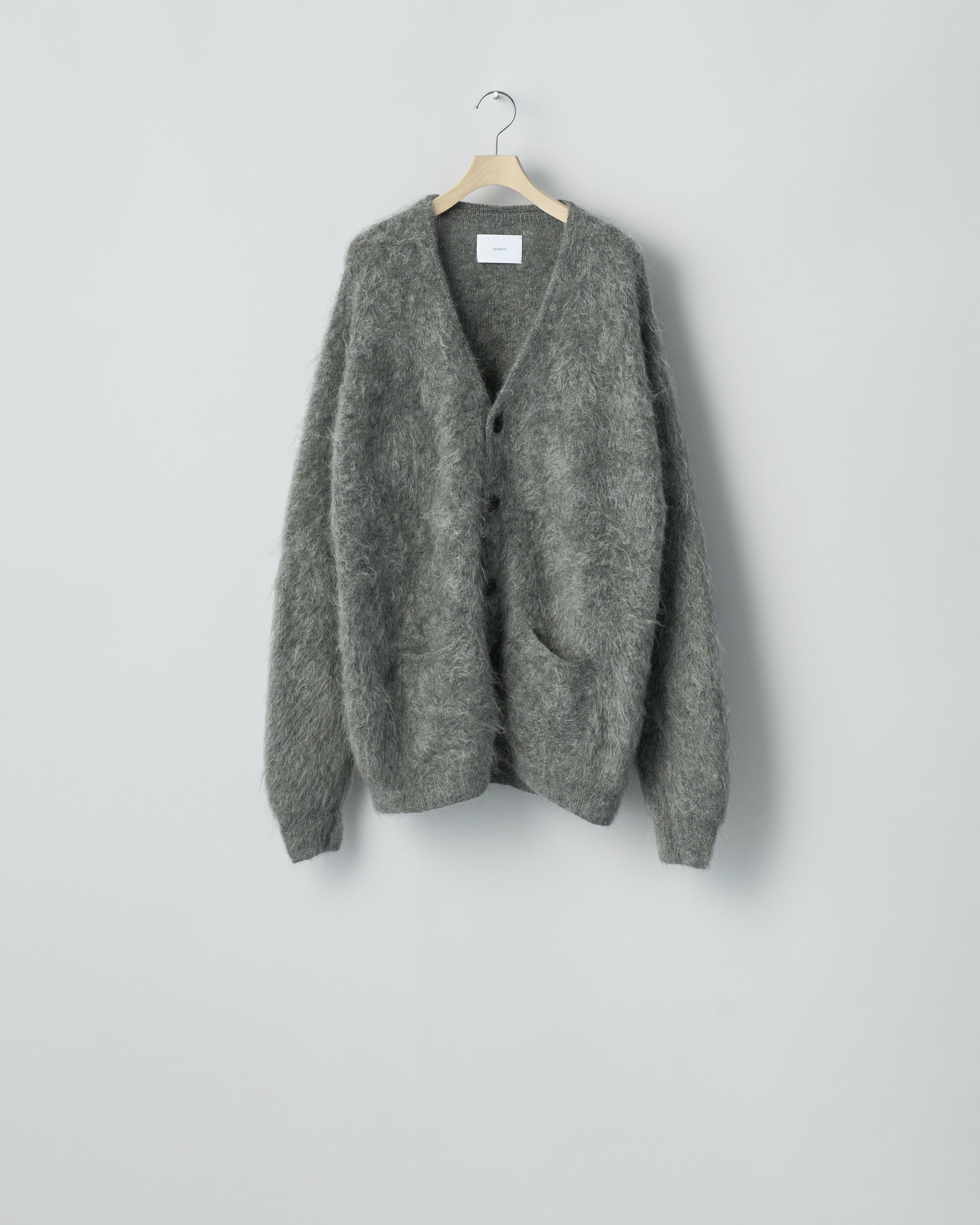 ssstein GREY KID MOHAIR KNIT V NECK CARDIGAN