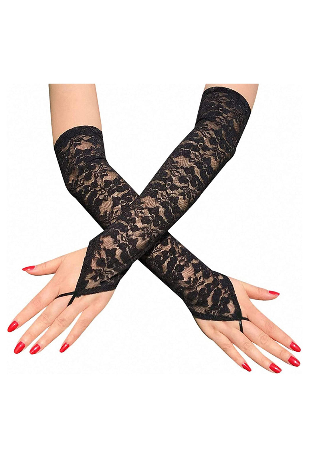 Black Fingerless Long Lace Gloves Perth | Hurly-Burly
