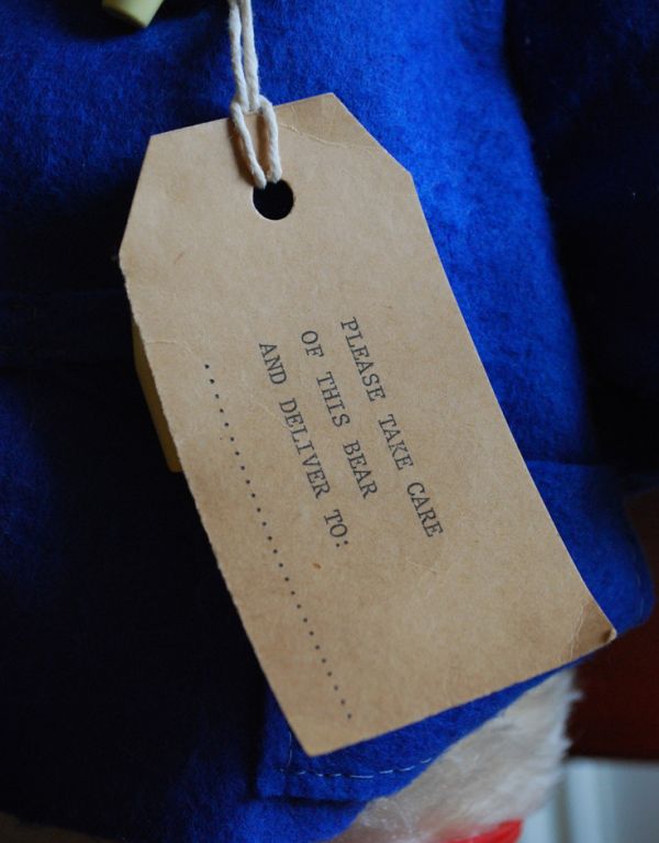 帽子＆赤い長靴を履いたアンティーク パディントンベア（ブルー）(m