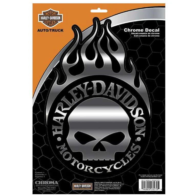 Harley-Davidson® Flaming Willie G® Skull Decal | Large – House of