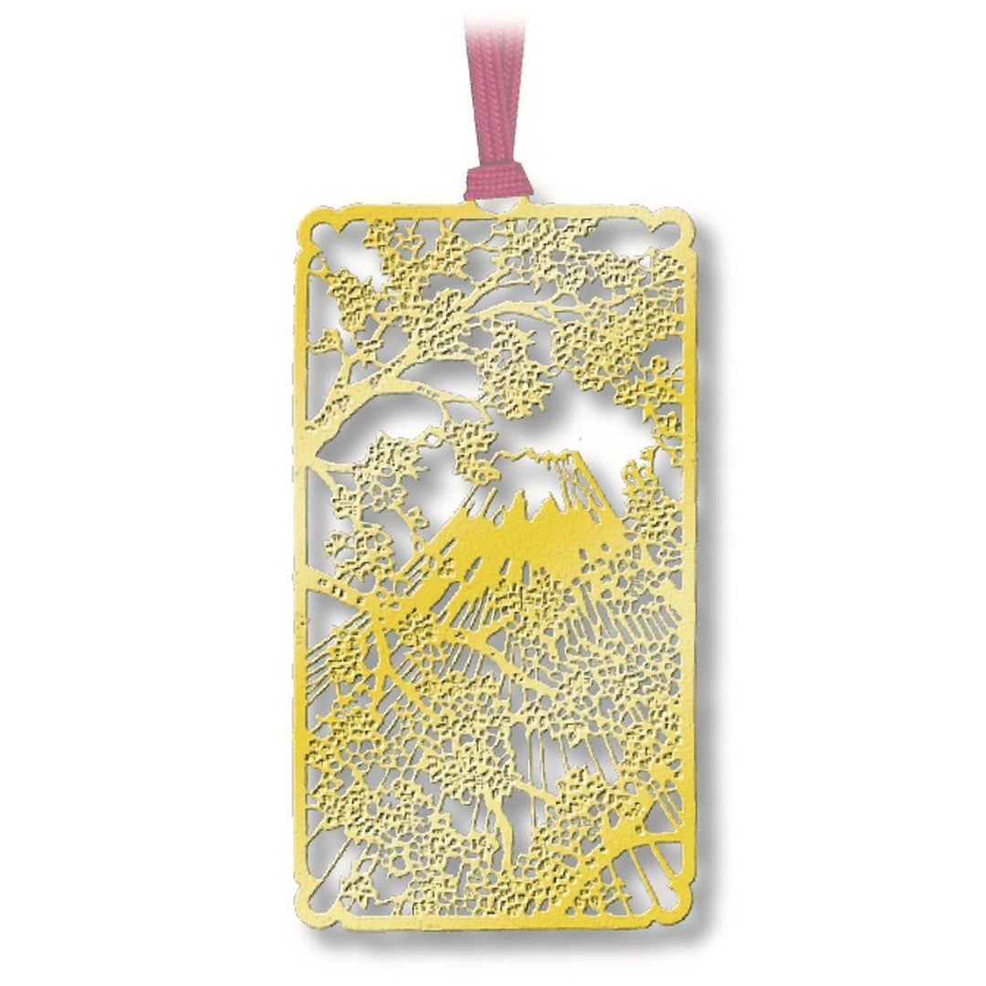 金のしおり「富士と桜」 – iware - 磐余（いわれ）メタルクラフトと