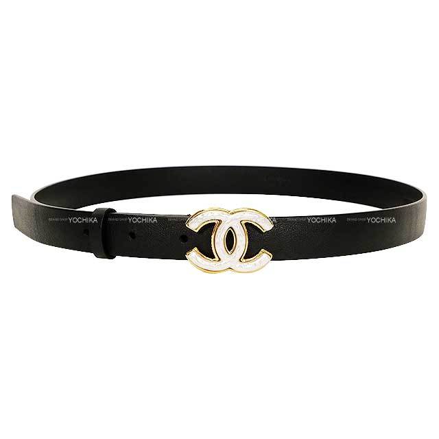CHANEL シャネル ベルト ココマーク パール バックル #75 黒 (ブラック