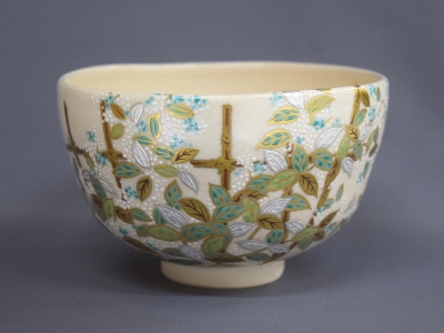 ワンコせんせ 茶道具 真葛焼 色絵 棗 久田宗也極め箱 M 9547 茶道具