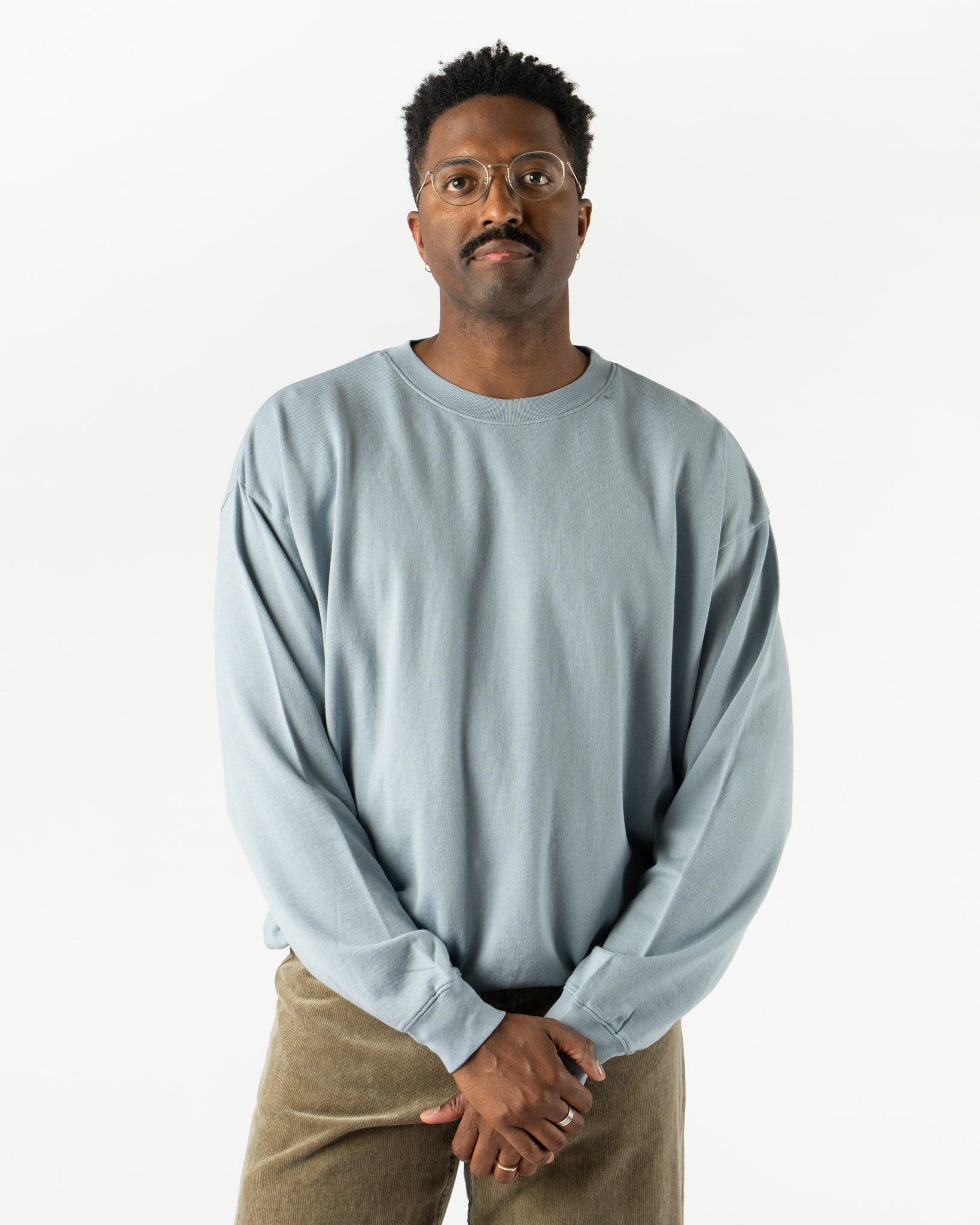 Auralee Super High Gauge Sweat Pullover in Blue Gray Curated at