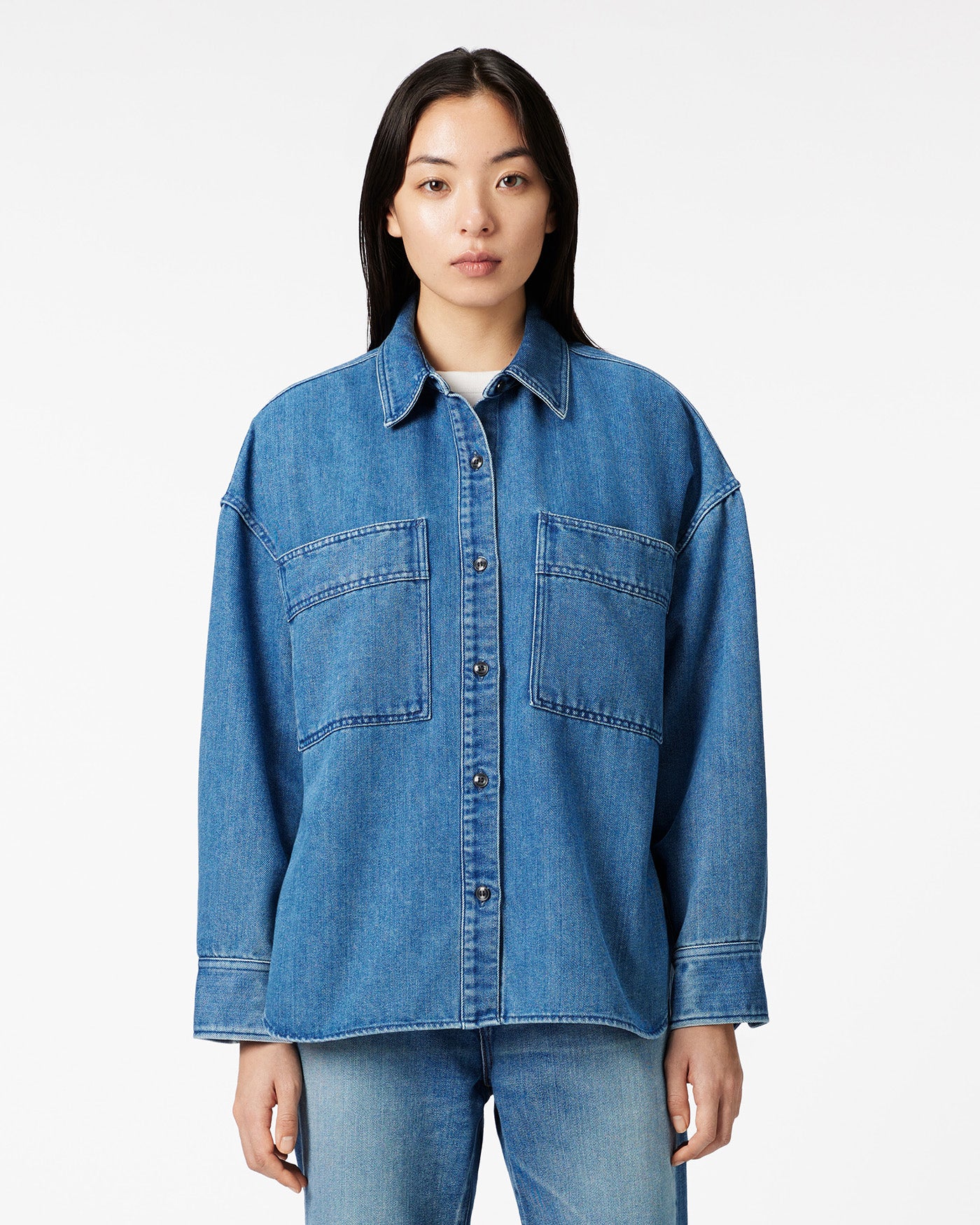 WOMEN｜Light Denim Shirt 9oz Medium Indigo | Japan Blue Jeans