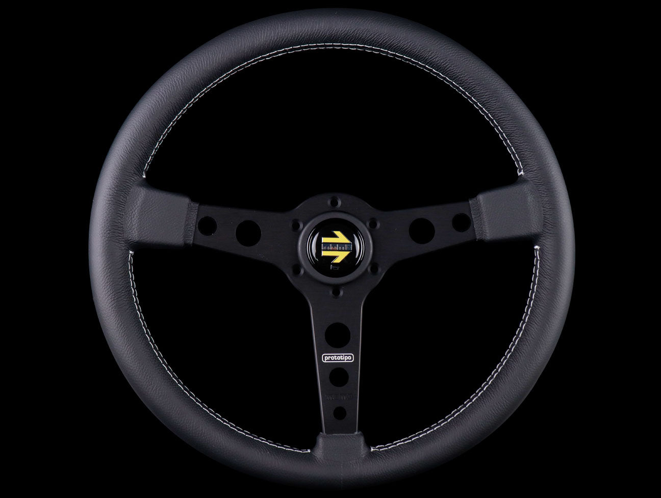 Momo 370mm Prototipo Steering Wheel - Black Spoke - JHPUSA