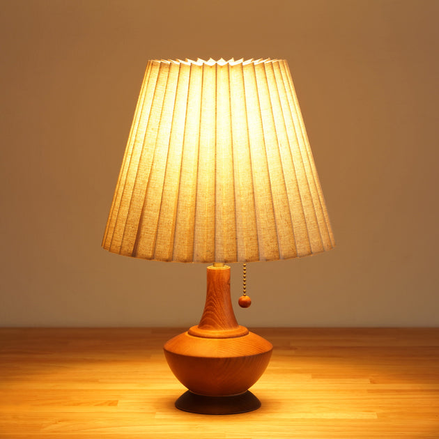 Fabric × Wood プリーツデザイン テーブルランプ – KANADEMONO