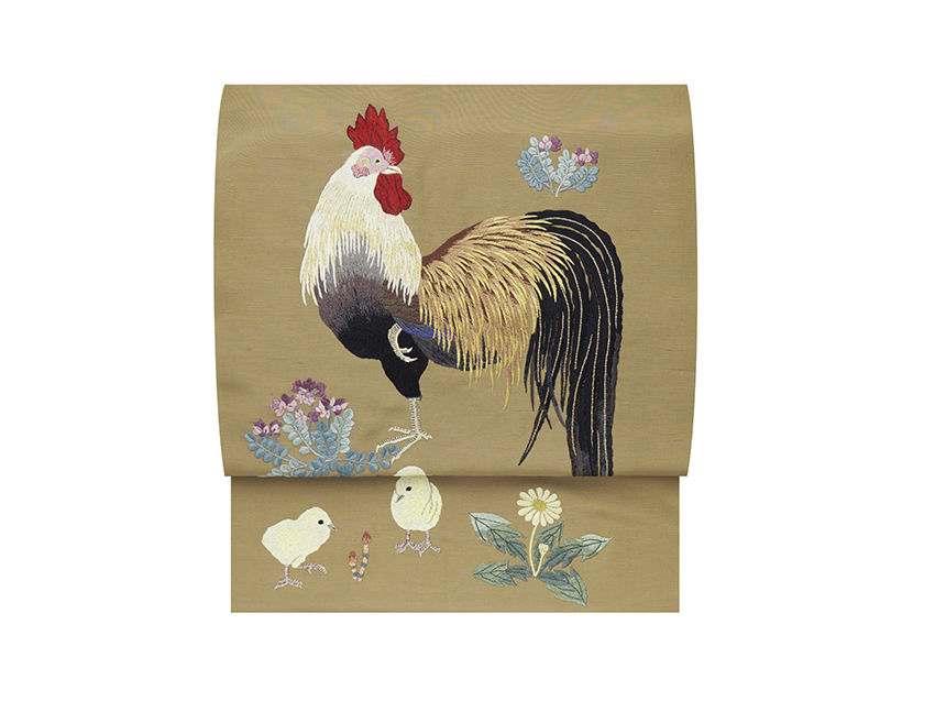 鶏とひよこ刺繍帯地帯地 おび弘製(E89380mA) 未仕立品紹介