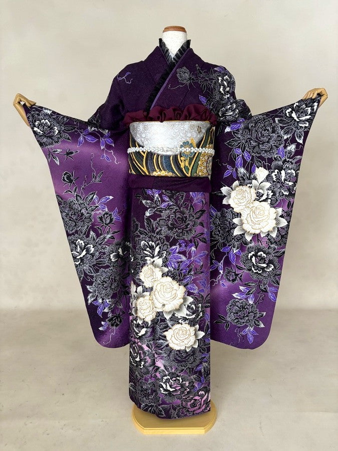 振袖レンタルセット 紫 洋柄 – きものセンター