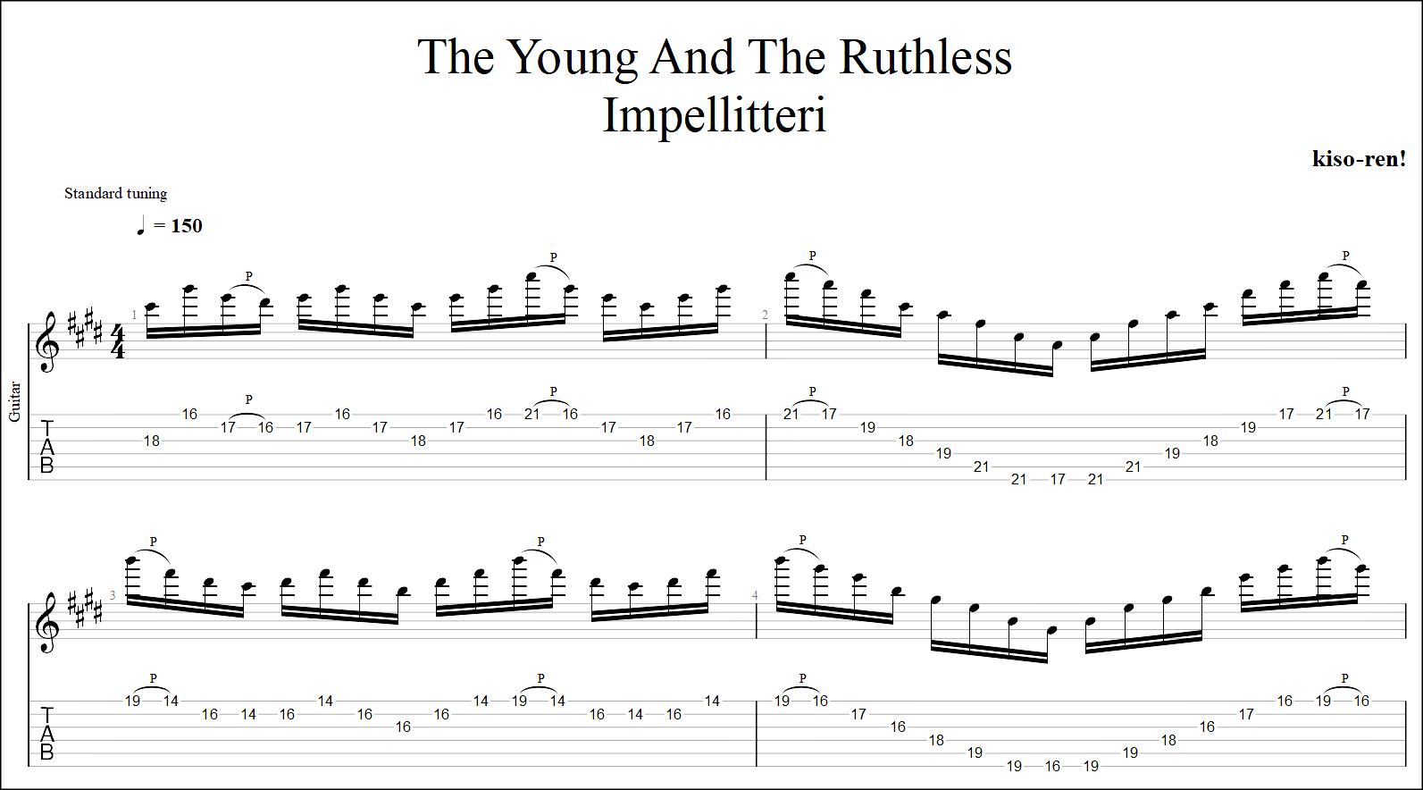 TAB】Impellitteri Full Picking / The Young And The Ruthless クリス