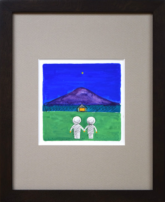 府川誠「ふるさとの山」肉筆水彩画 絵画買取・販売の小竹美術