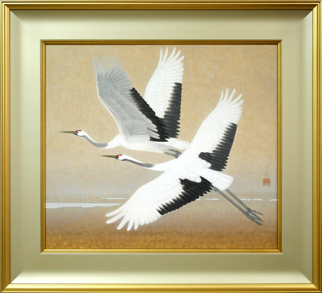 岩橋英遠「双鶴」日本画・10号大 絵画買取・販売の小竹美術