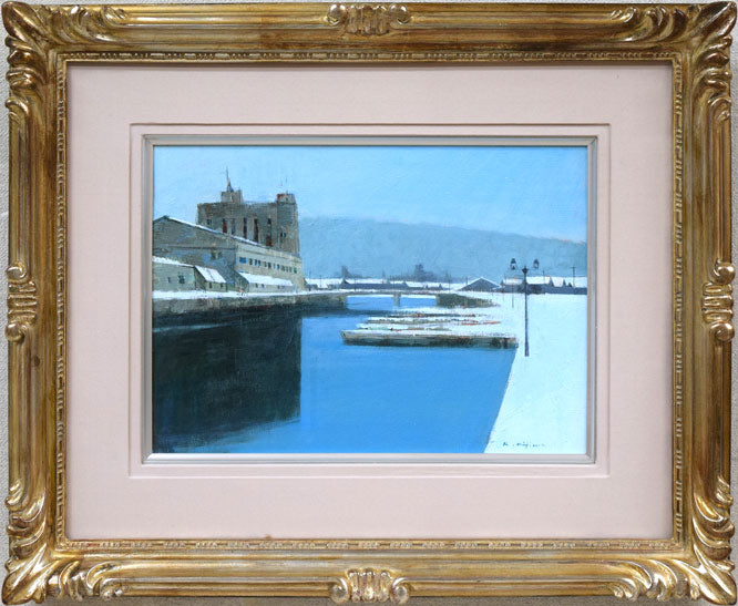 木嶋良治「冬の日（小樽運河）」油絵・F4号 絵画買取・販売の小竹美術